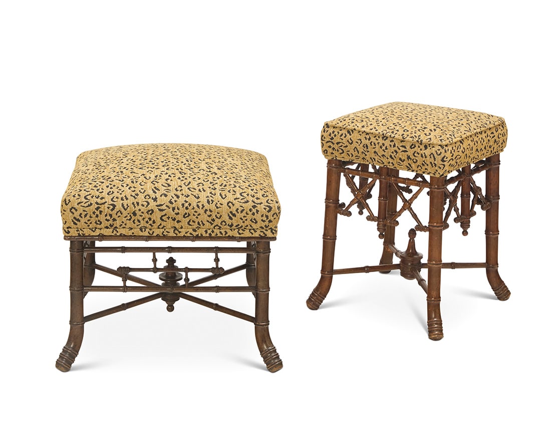 Two Victorian faux bamboo stools (1 of 8)