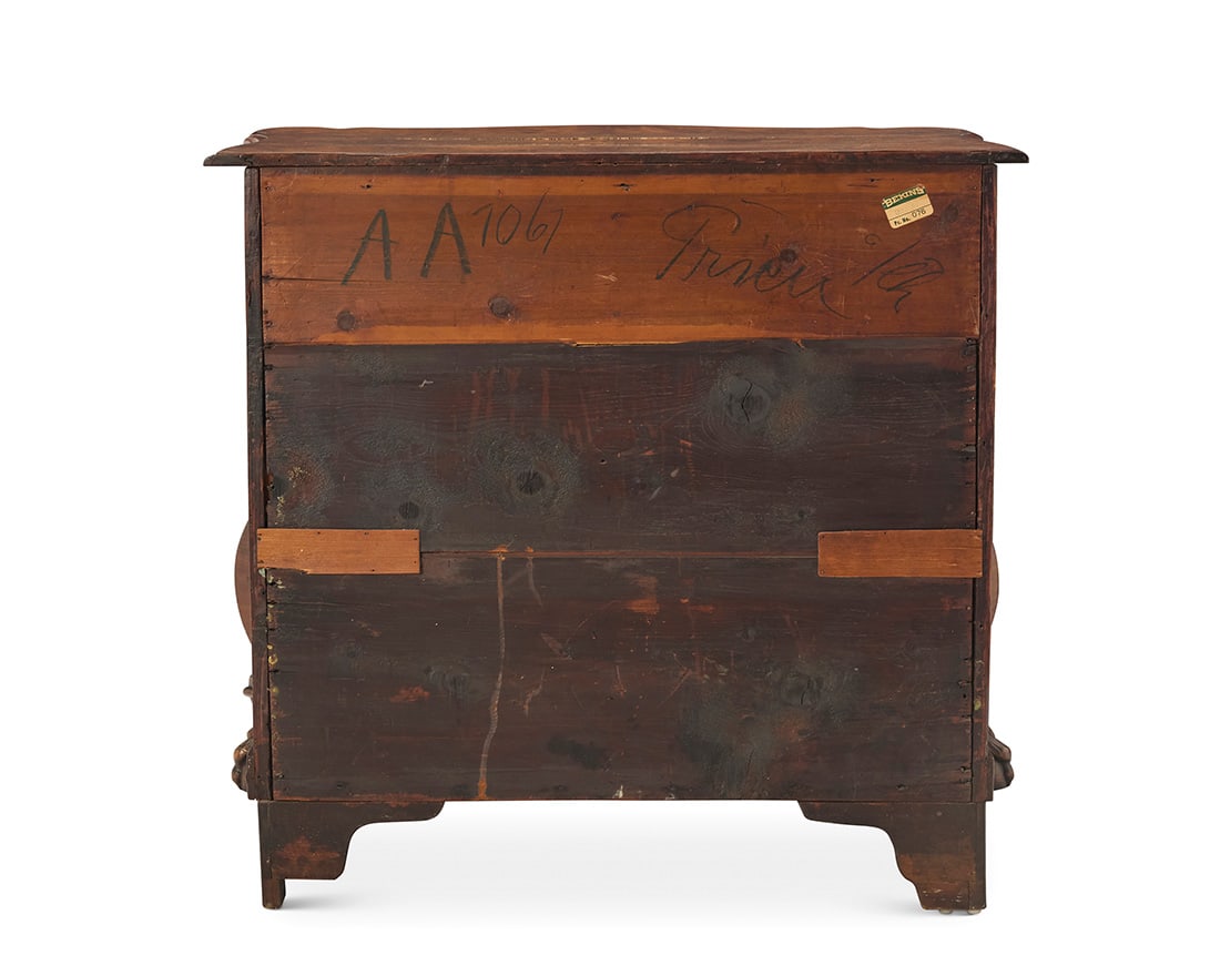 A Dutch walnut bombe commode - 8