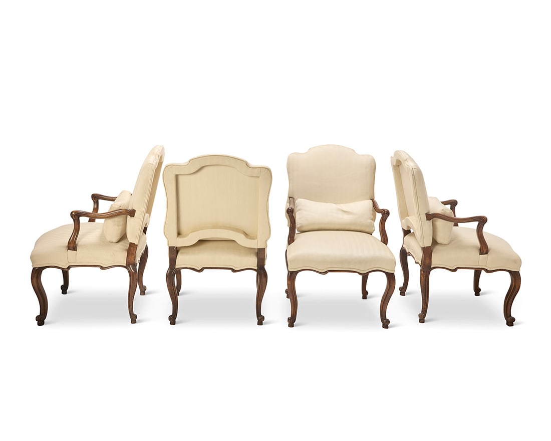 A set of four Louis XV style walnut armchairs (1 of 7)