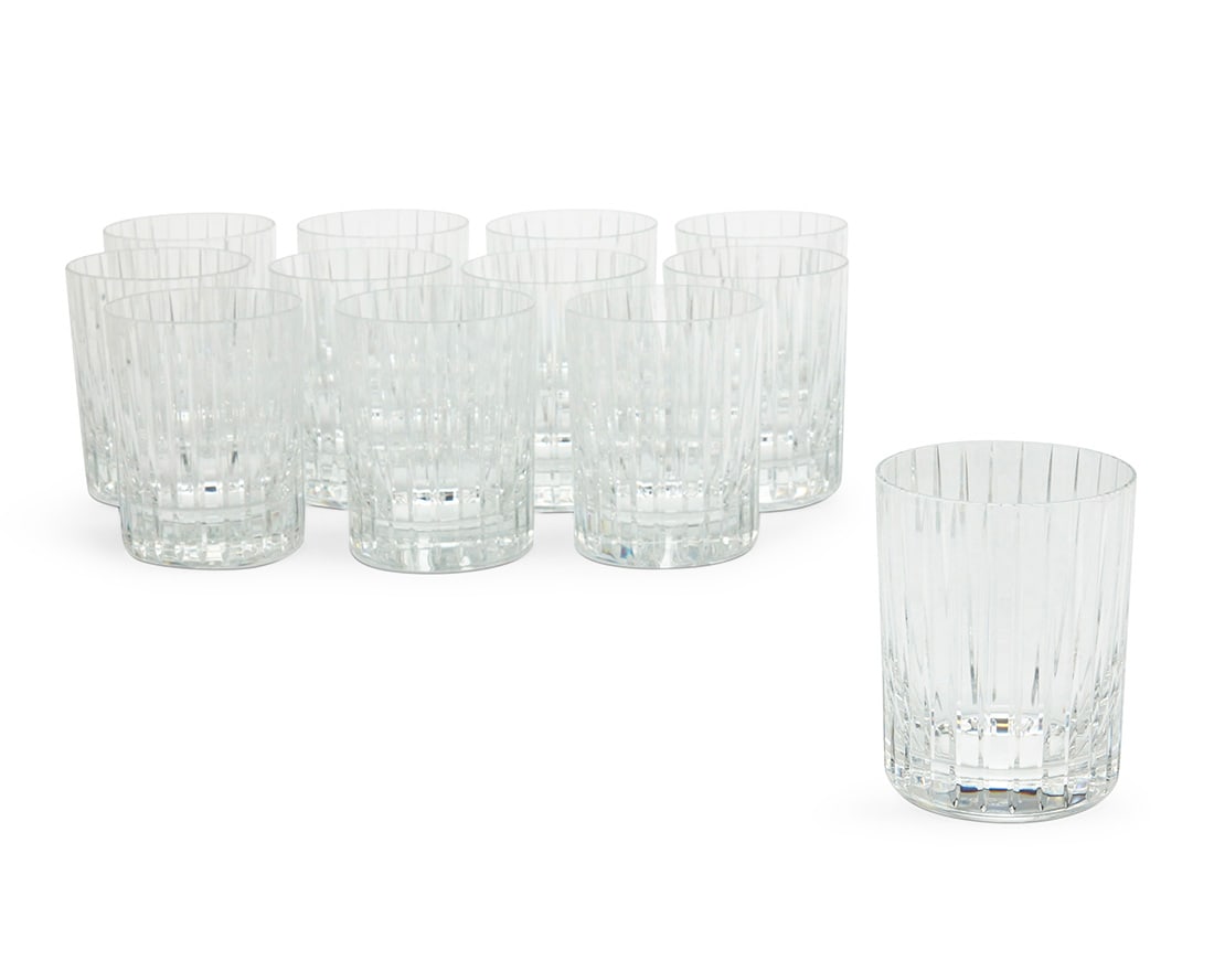 A set of twelve Baccarat glass 'Harmonie' double old fashioneds: A set of twelve Baccarat glass 'Harmonie' double old fashioneds Late 20th/early 21st century Introduced 1975 Each with etched factory mark 12 pieces Each: 4.125" H x 3.25" Dia. Provenance: The