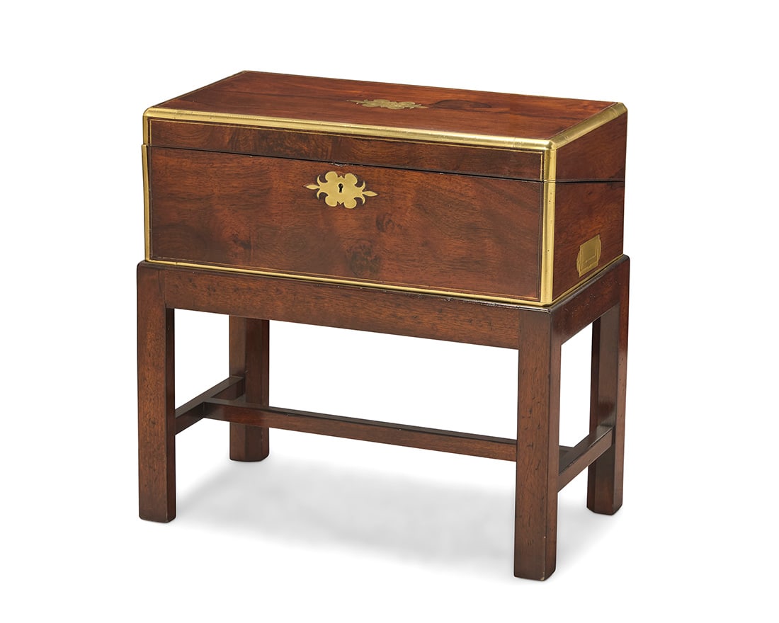 A Victorian brass bound rosewood lap desk: A Victorian brass bound rosewood lap desk Mid-19th century Inscribed to metal plaque: Presented to / Mr. Robert Stewart / Inland Revenue Officer / by the / Members of the Total Abstinence Society /