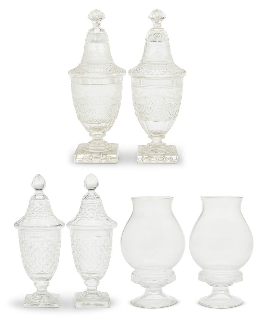 A group of Continental glass jars and hurricane lamps (1 of 4)