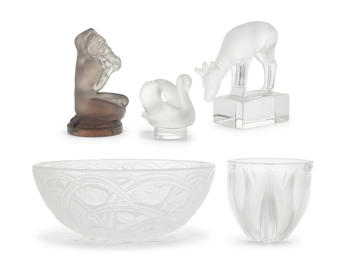 Five Lalique glass table items (1 of 6)