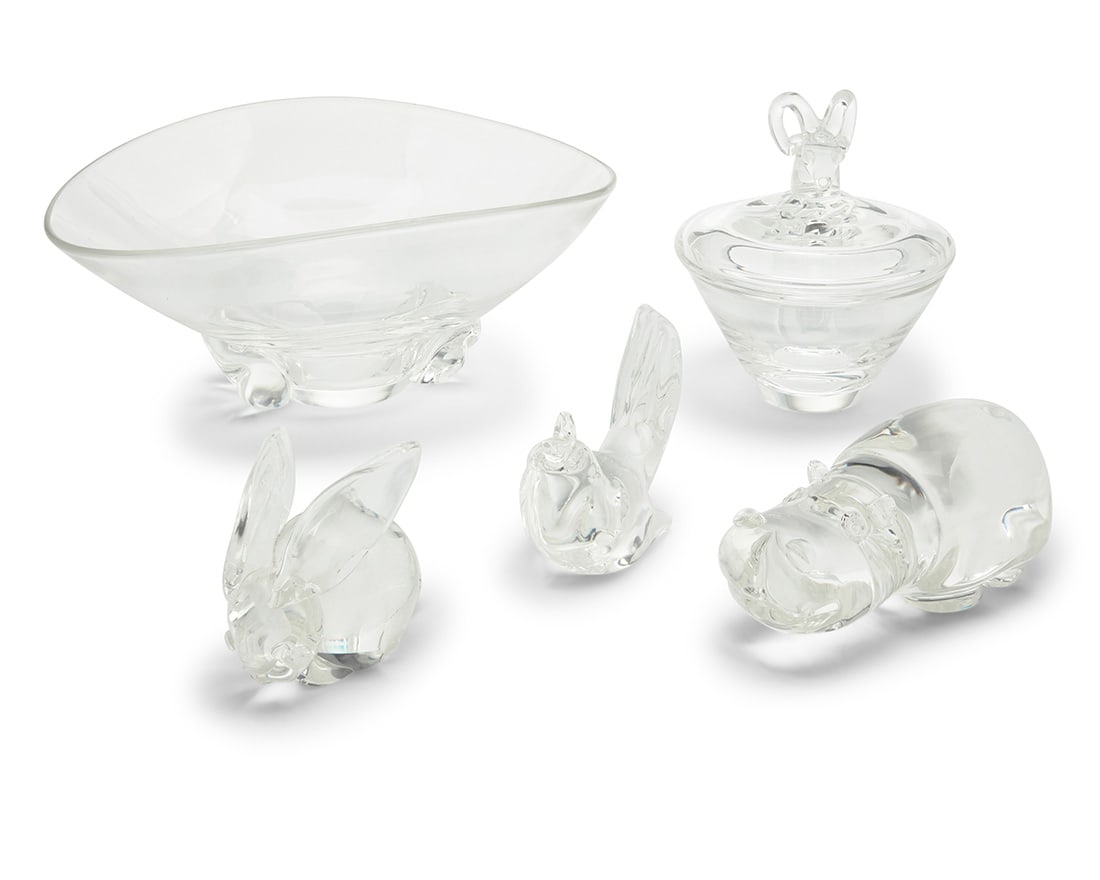 Five Steuben glass table items (1 of 4)