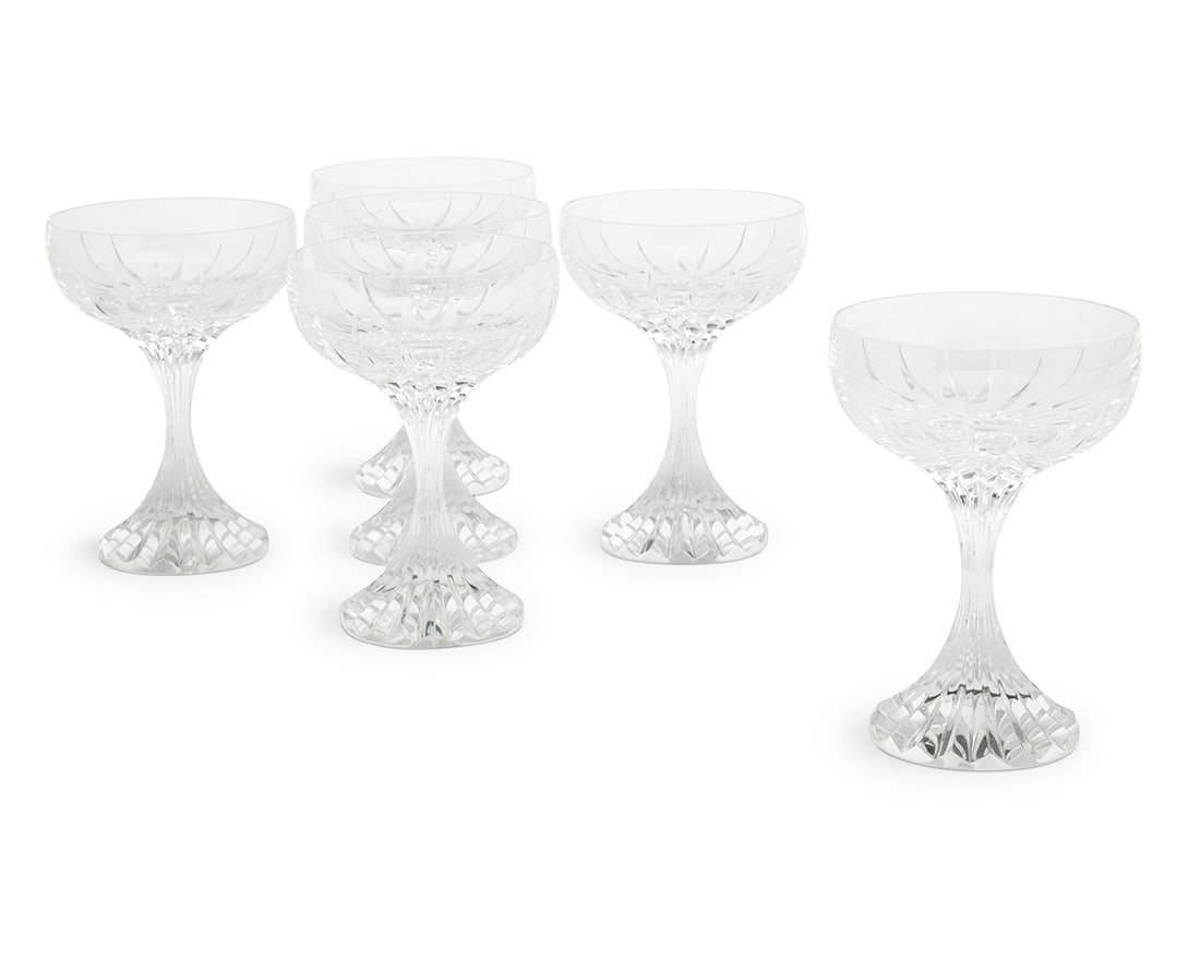 A set of six Baccarat glass 'Massena' champagne coupes (1 of 3)