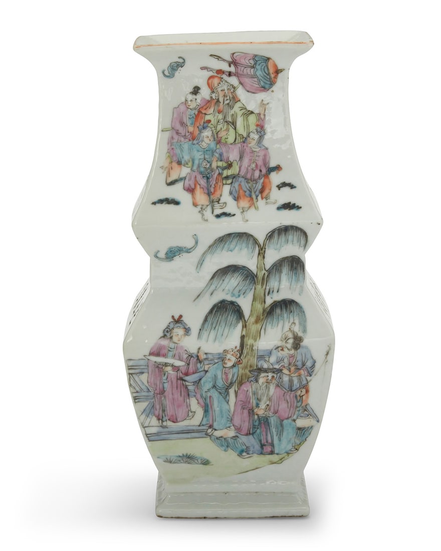 A Chinese Qianjiangcai porcelain vase: A Chinese Qianjiangcai porcelain vase Late Qing Dynasty/Republic Period (1644-1949) Bearing a reign mark for Guangxu Period (1875-1908) Each decorated with figures to one side and birds and flowers