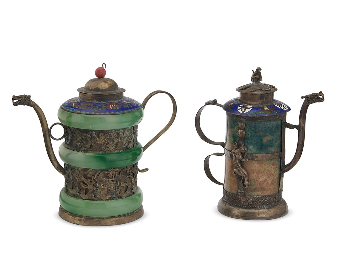Two Central Asian stone and metal teapots (1 of 9)