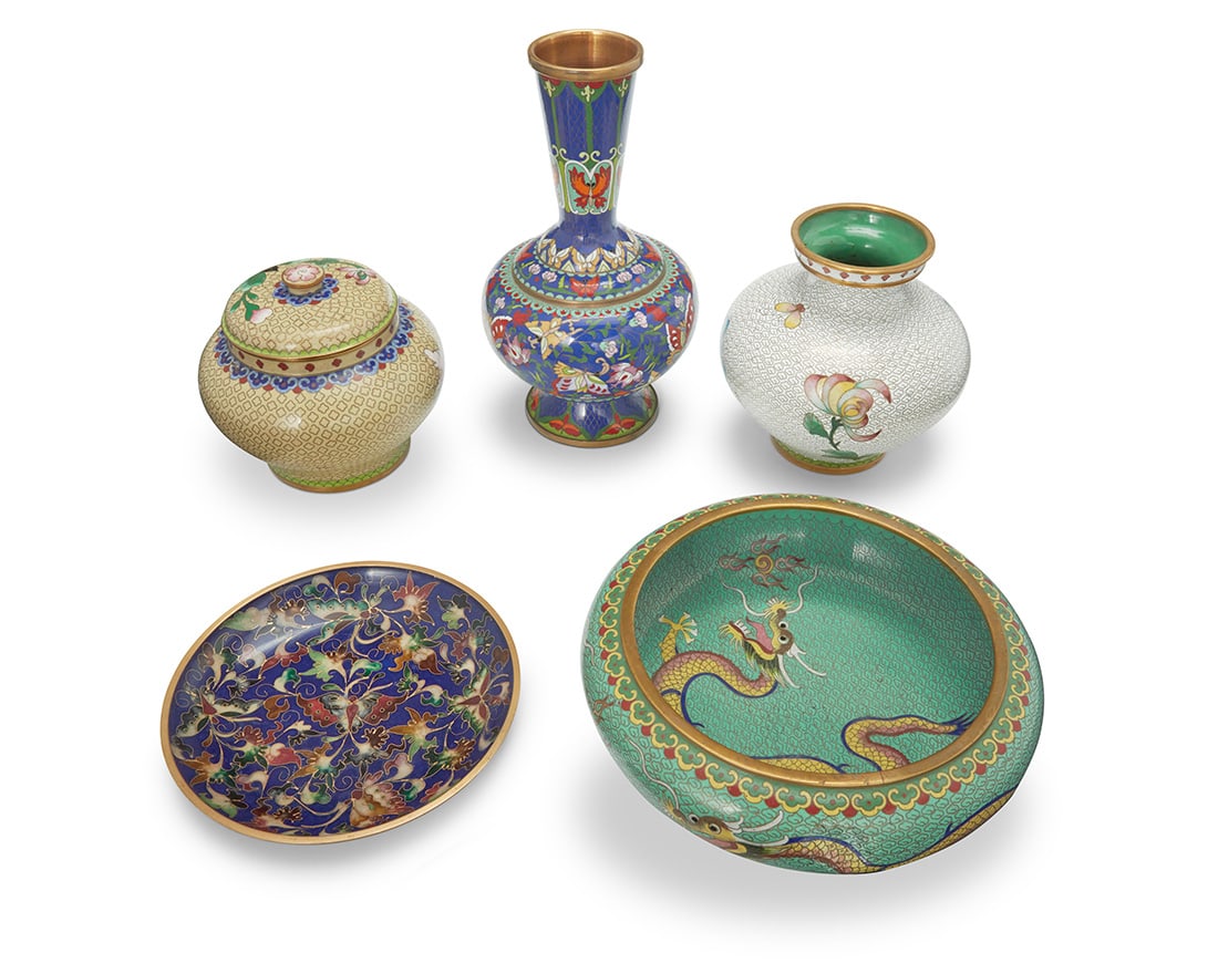 Five Chinese cloisonne vessels - 2