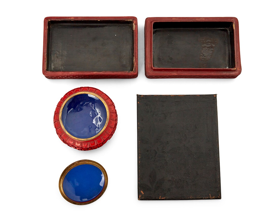 Three Asian cinnabar style items - 3