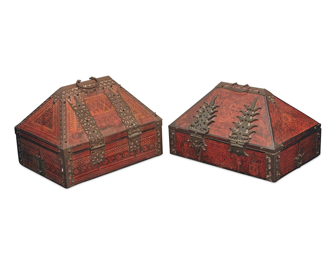 Two Malabar polychrome wood dowry boxes - 3