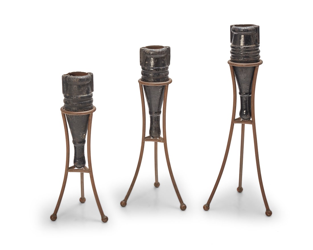 Three enameled metal vessels - 2