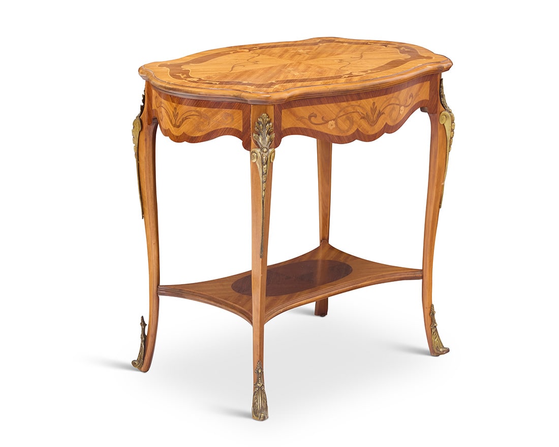 A Louis XV style marquetry side table (1 of 6)