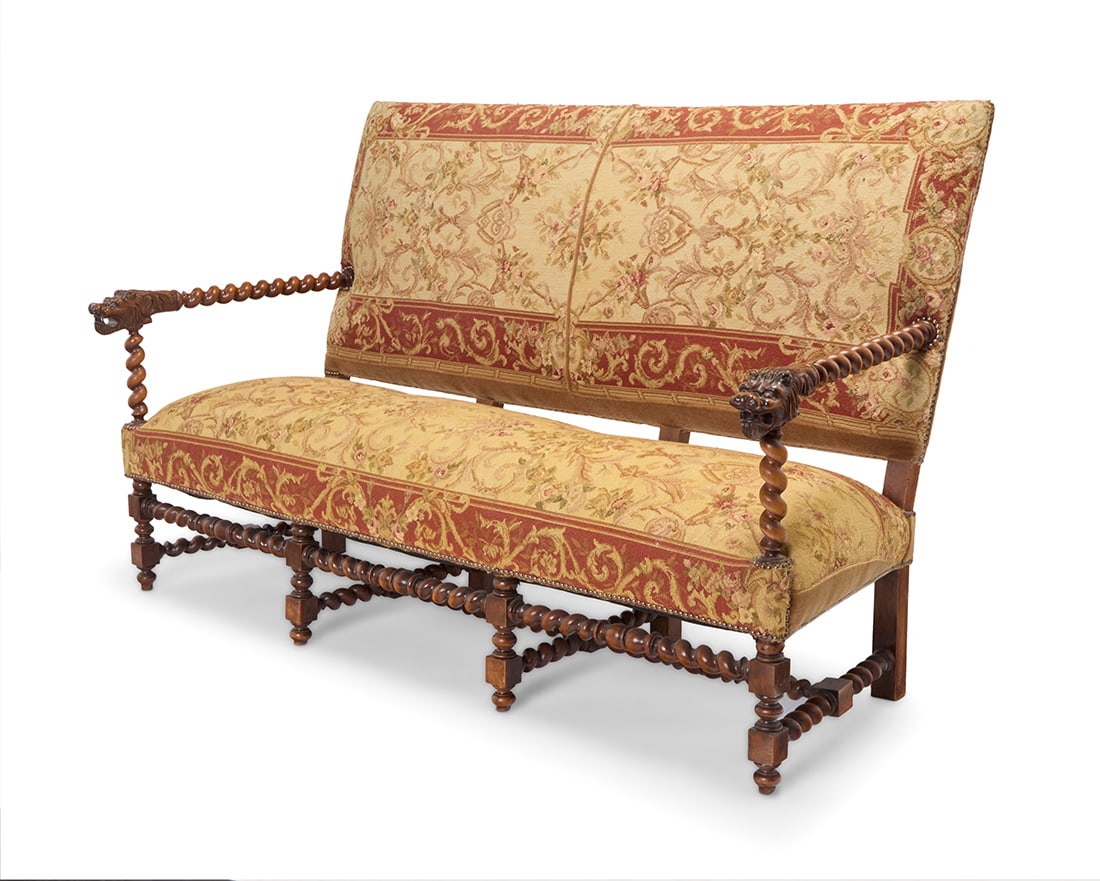 A Louis XIV style carved walnut settee (1 of 7)