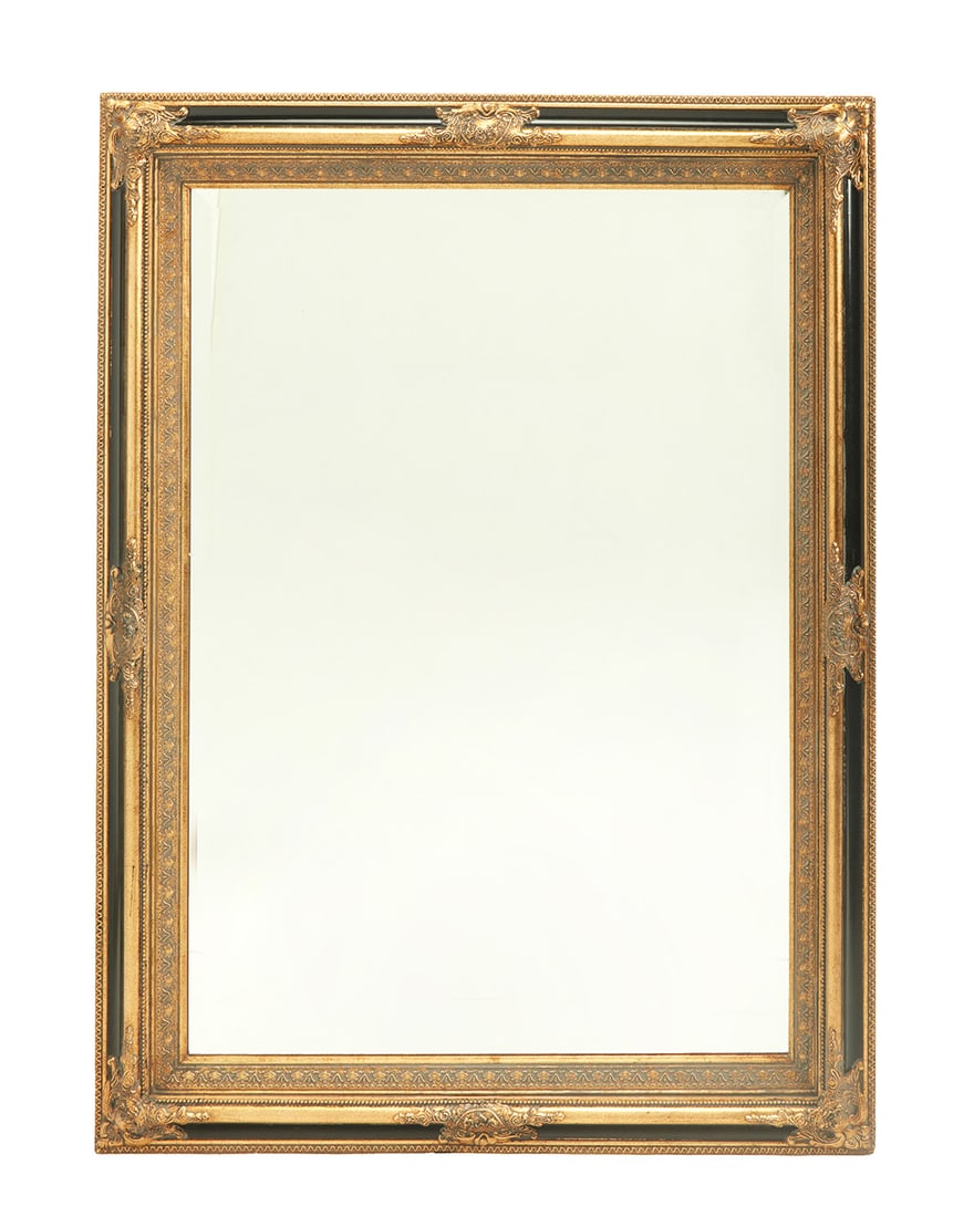 A Baroque style black and gold mirror (1 of 4)