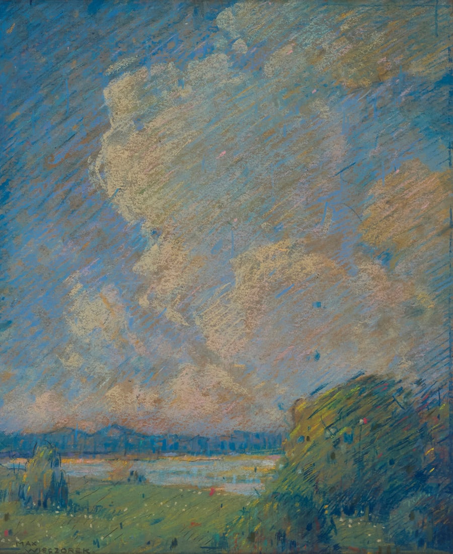 Max Wieczorek (1863-1955), "Clouds": Max Wieczorek(1863-1955)"Clouds"Pastel on boardSigned lower left: Max Wieczorek; signed again and titled on the frame's backing paperSight: 11.5" H x 9.5" W Provenance:Private collection,