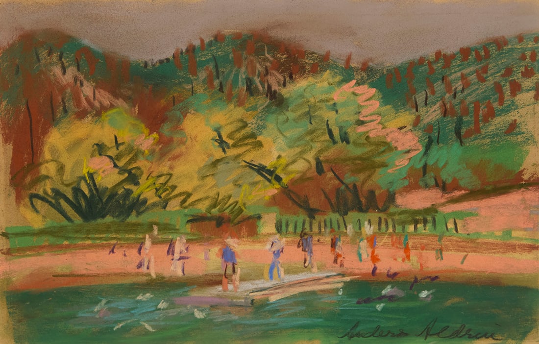 Anders Gustave Aldrin (1889-1970), "Cabrillo Beach," 1940: Anders Gustave Aldrin(1889-1970)"Cabrillo Beach," 1940Pastel on paperSigned lower right: Anders Aldrin; titled and dated by reputeSight: 7.5" H x 11.5" W Provenance:Triton Museum of Art, S