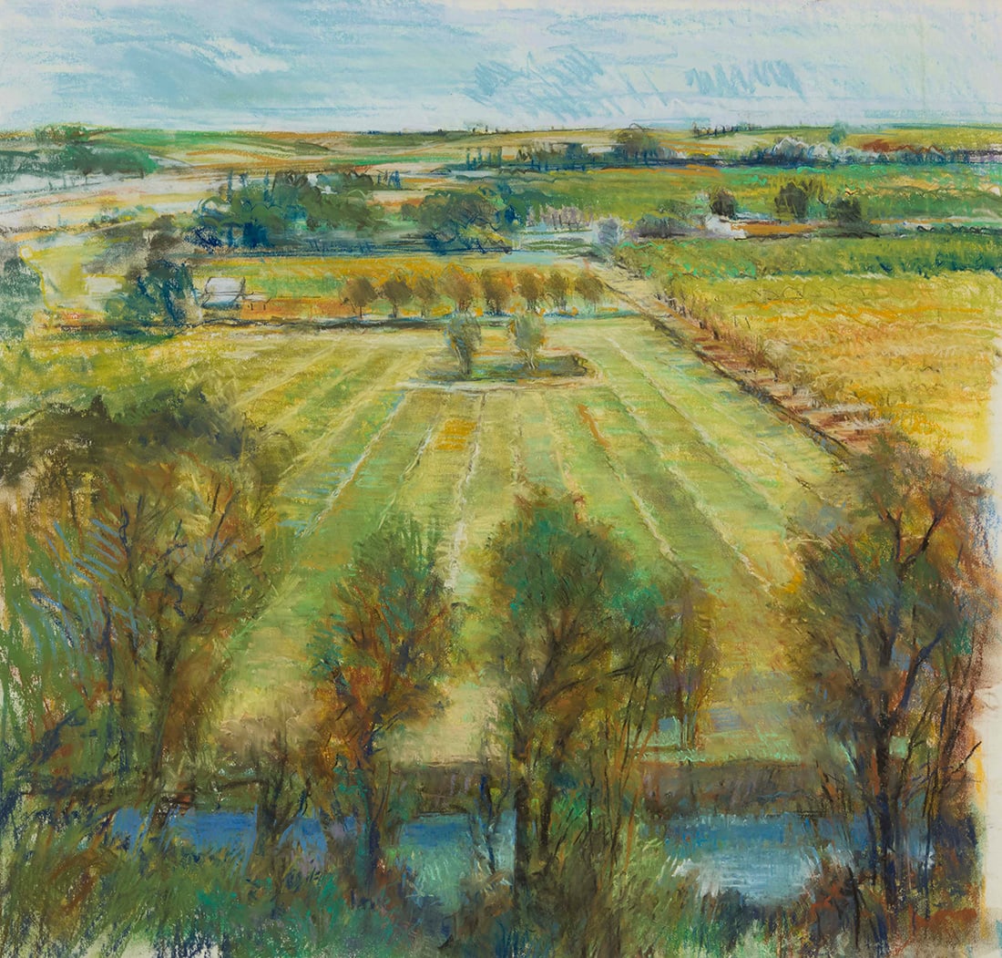 Patrick Dullanty (1927-2004), "Valley Scene," 2003: Patrick Dullanty(1927-2004)"Valley Scene," 2003Pastel on paperAppears unsigned; titled and dated on a label affixed to the frame's backing paperSight: 27.75" H x 29.125" W Provenance:Trito