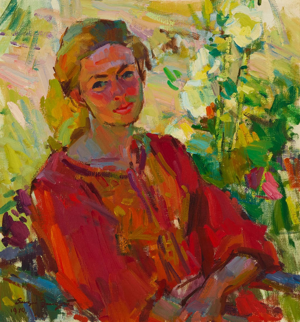 Sergei Bongart (1918-1985), Portrait of a woman in red, 1970: Sergei Bongart(1918-1985)Portrait of a woman in red, 1970Oil on canvasSigned and dated lower left: Sergei Bongart / 197032" H x 30" W Provenance:The Estate of Sergei Bongart