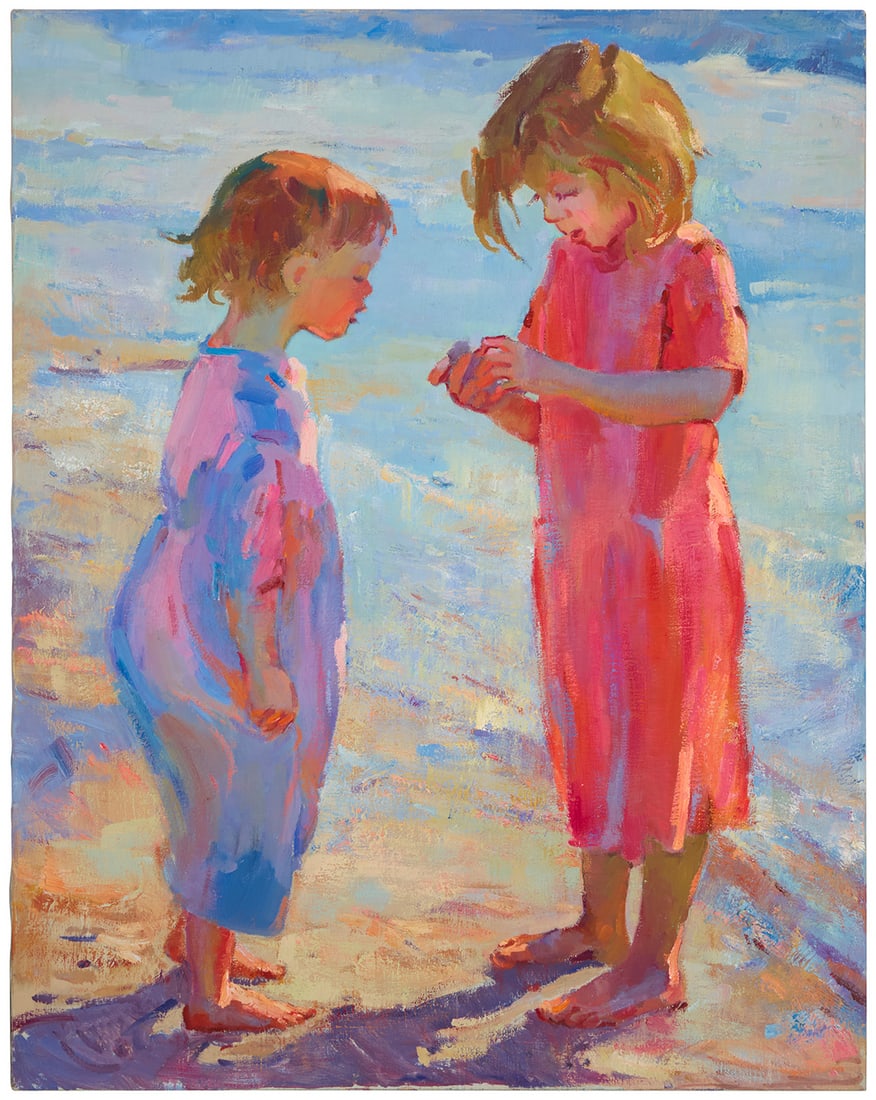 Sergei Bongart (1918-1985), Two children by the seashore: Sergei Bongart(1918-1985)Two children by the seashoreOil on canvasUnsigned40" H x 32" W Provenance:The Estate of Sergei Bongart