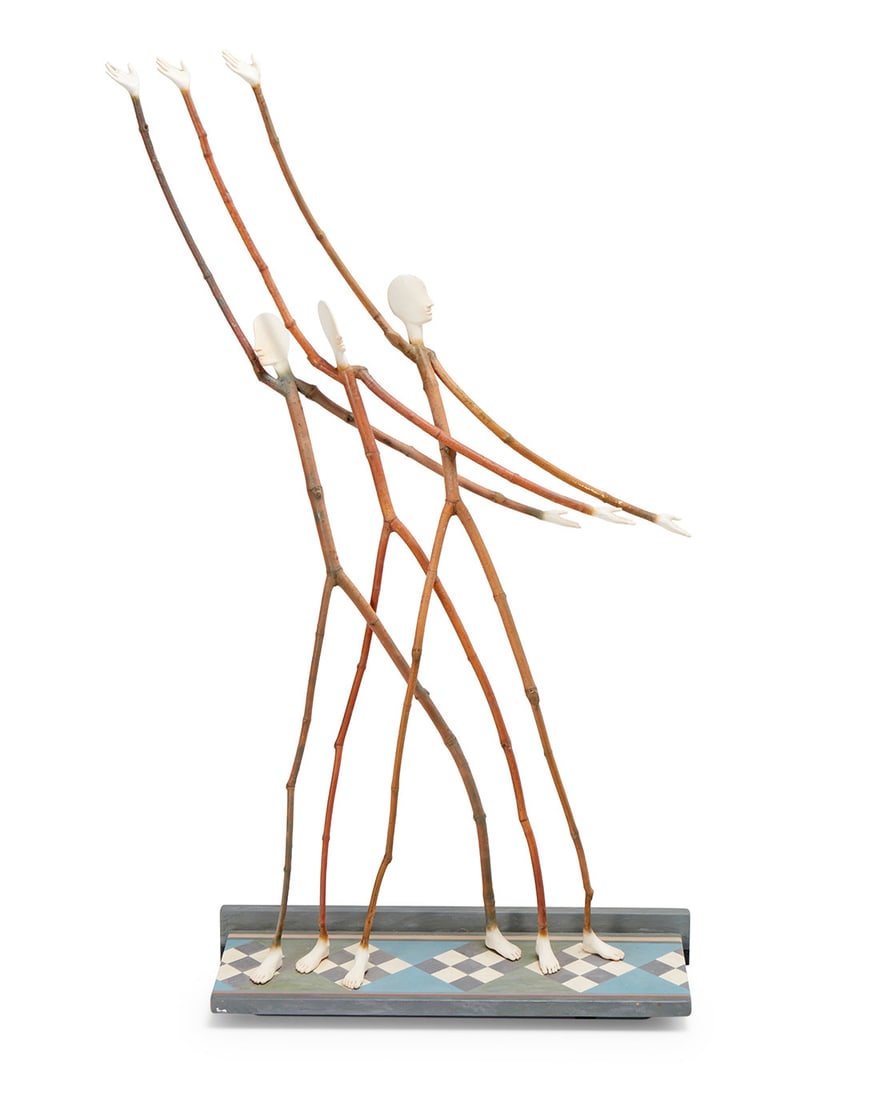 Margaret Ford (b. 1941), Three dancers: Margaret Ford(b. 1941)Three dancersNatural and milled wood, pigment, and plasterUnsigned44" H x 22" W x 8" D