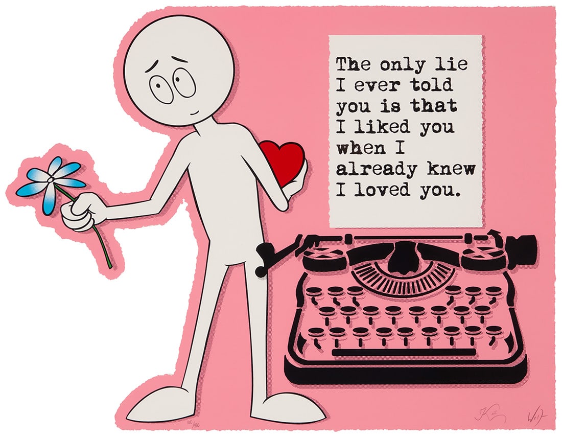 Kai x Wrdsmith (21st Century): Kai x Wrdsmith (21st Century) "The Only Lie," 2018 Screenprint in colors on paper Edition: 160/300 Signed by each artist and numbered, all in pencil lower right and left corners, respectively: Kai /