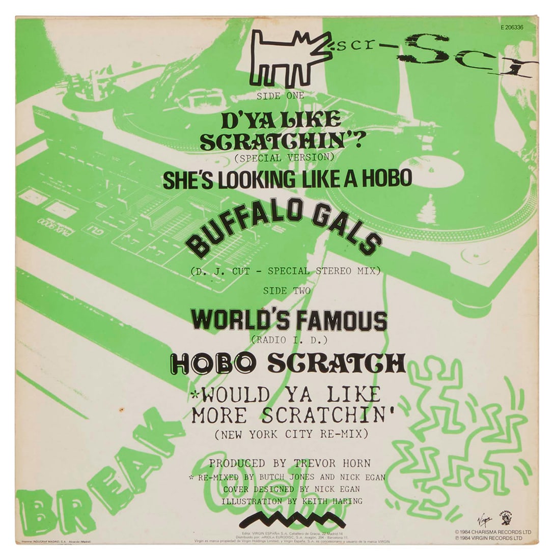 After Keith Haring (1958-1990), Malcolm McLaren "D'Ya Like Scratchin'" Vinyl Album (1 of 4)