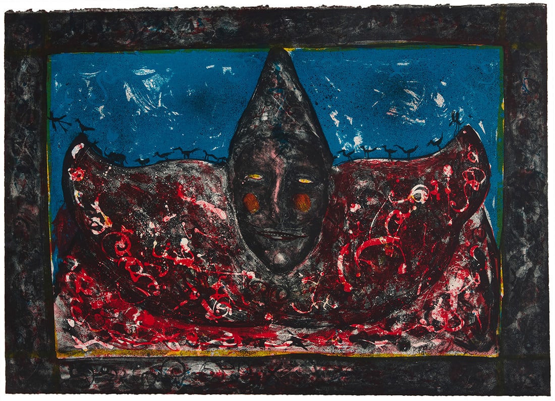 Alejandro Colunga (b. 1948), "Payaso (Blue)," 1979: Alejandro Colunga (b. 1948) "Payaso (Blue)," 1979 Lithograph in colors on wove paper From the edition of 95 Signed in the stone, lower right; two unidentified blindstamps [DSW] in the lower right