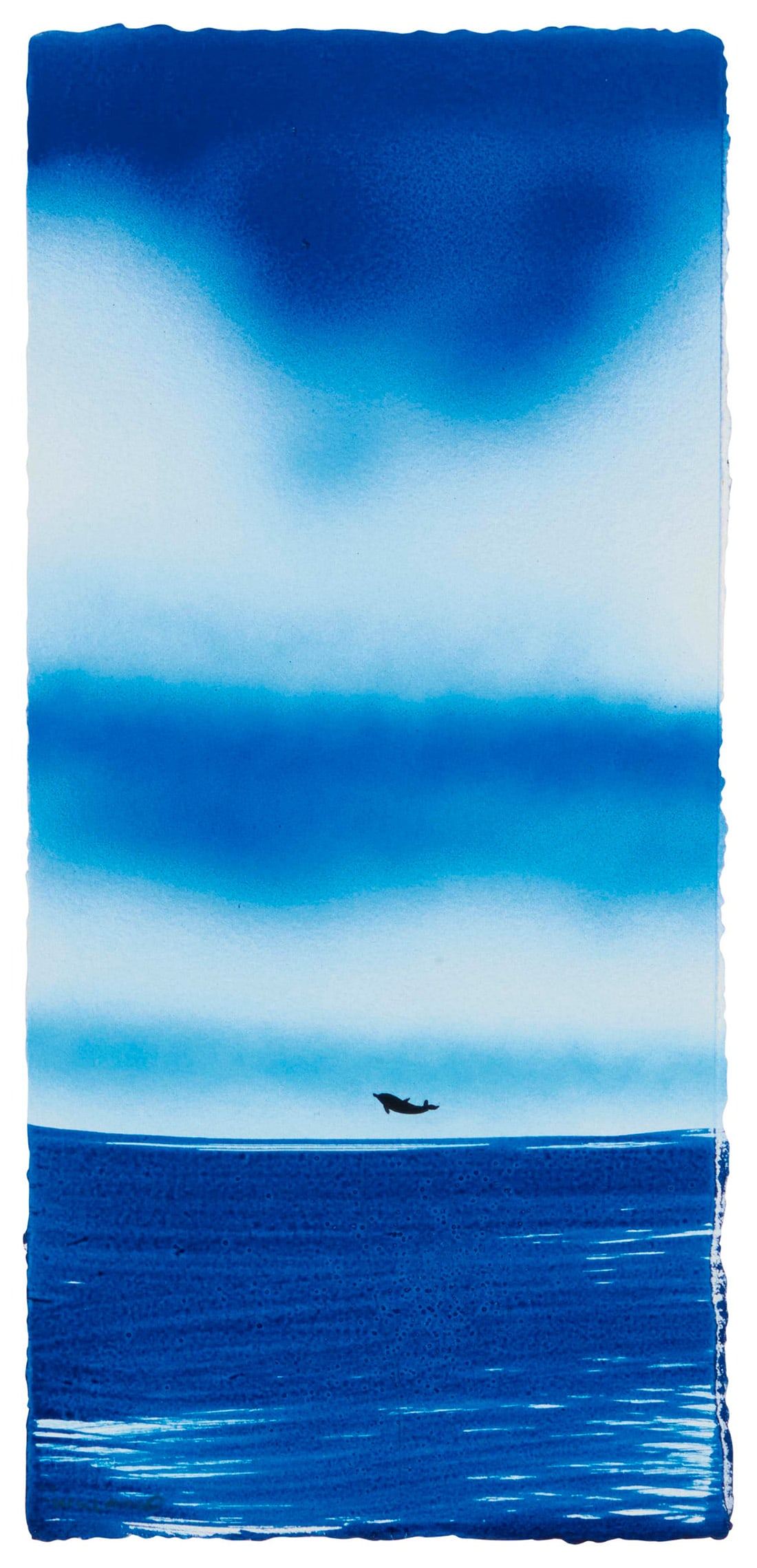 Robert Wyland (b. 1956), "Fluke": Robert Wyland (b. 1956) "Fluke" Watercolor on paper Signed lower left: Wyland; titled on the certificate of authenticity Image/Sheet: 22.75" H x 10" W Provenance: Gol Art Gallery and Publishing,
