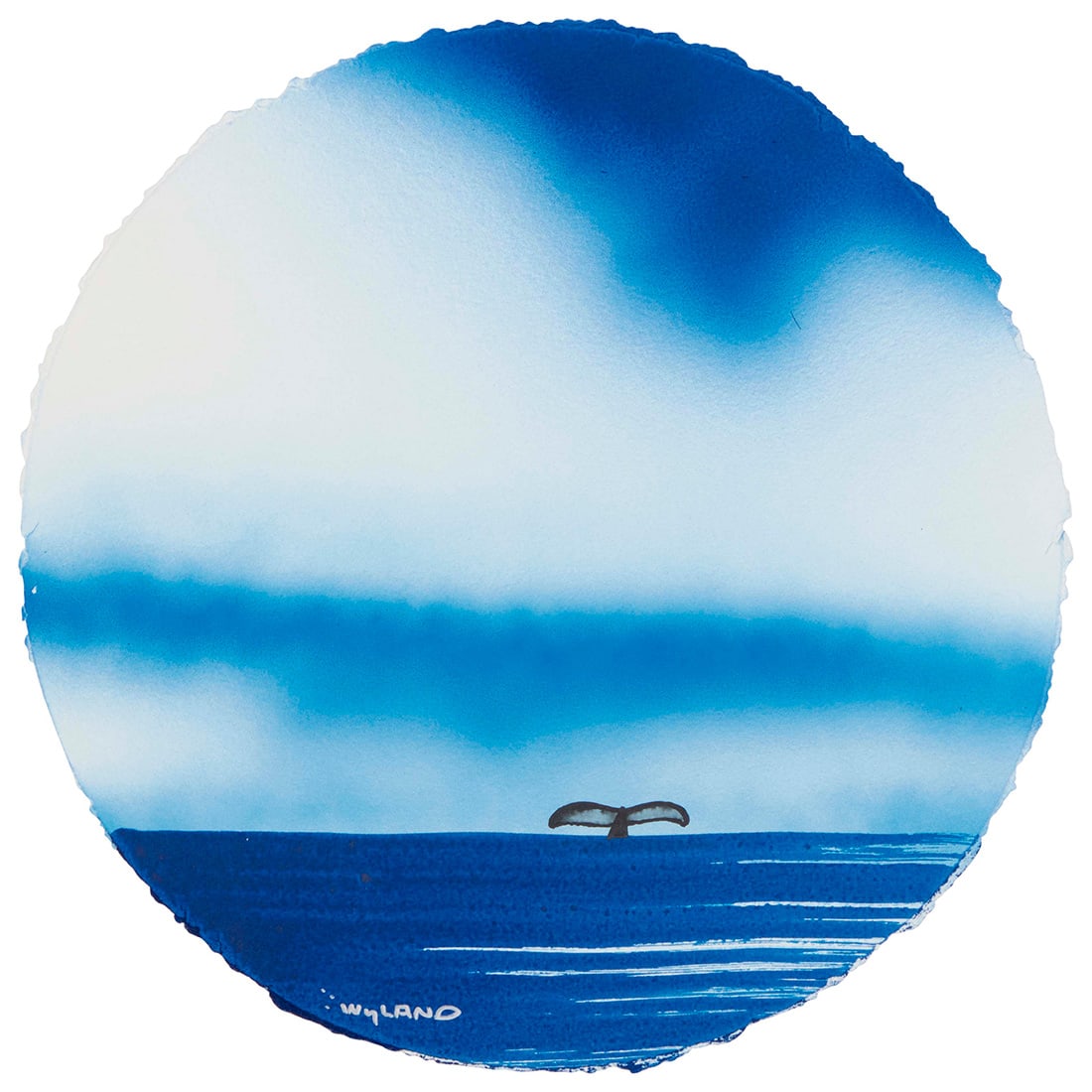 Robert Wyland (b. 1956), "Fluke": Robert Wyland (b. 1956) "Fluke" Watercolor on wove paper Signed lower left: Wyland; titled on the certificate of authenticity 19" Dia. Provenance: Gol Art Gallery and Publishing, Las Vegas, NV 