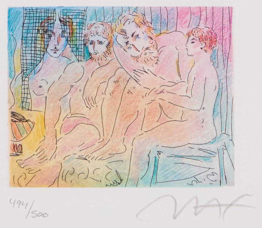 Peter Max (b. 1937), "Homage to Picasso, Vol III #IX, (Mini)": Peter Max (b. 1937) "Homage to Picasso, Vol III #IX, (Mini)" Lithograph in colors on paper Edition: 494/500 (there was an additional 250 impressions comprised of hors commerce, artist's, printer's,