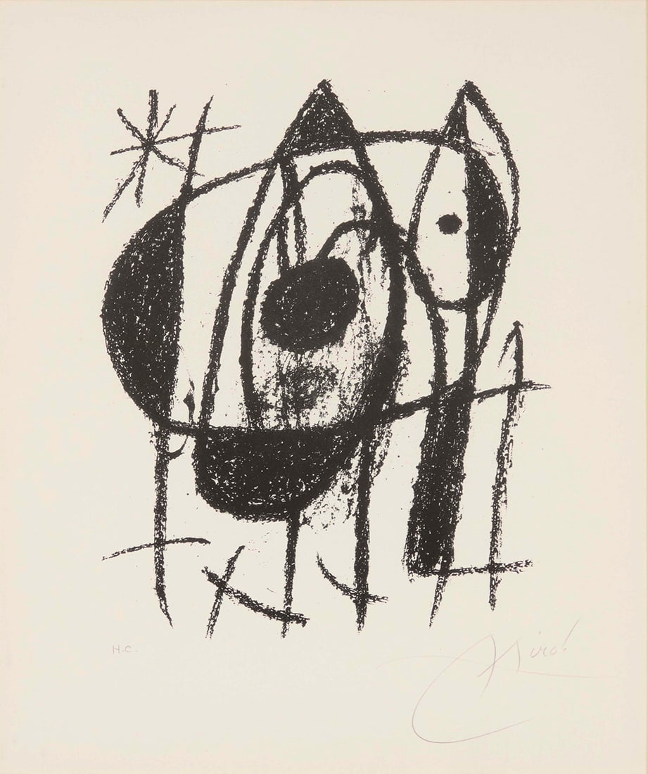 After Joan Miro (1893-1983), Untitled: After Joan Miro (1893-1983) Untitled Lithograph on paper An hors commerce impression aside from the edition of unknown size and date Bears signature and inscribed "H.C." in pencil in the lower