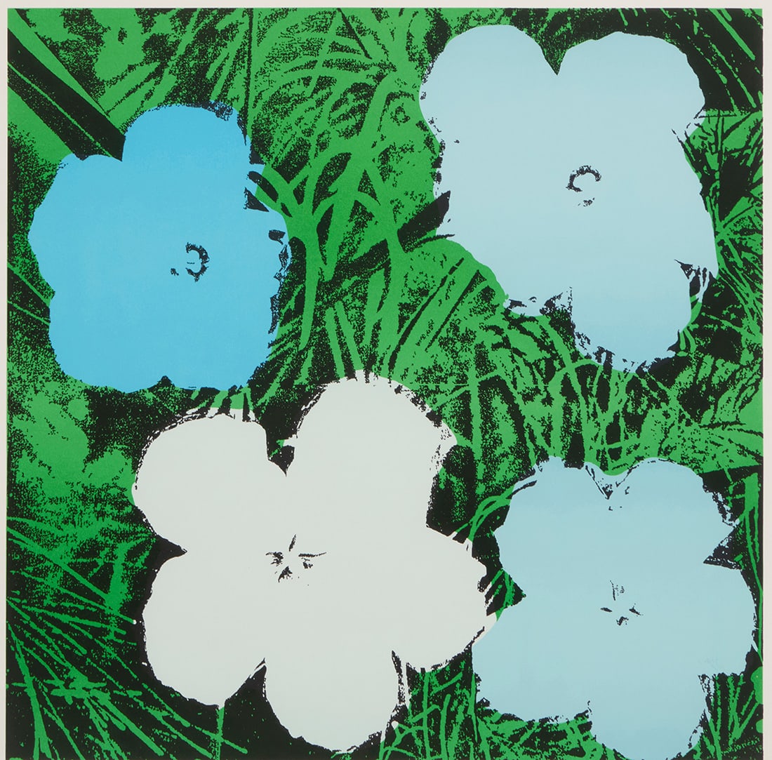 After Andy Warhol (1928-1987), Flowers (Blue), 1964: After Andy Warhol (1928-1987) Flowers (Blue), 1964 Offset lithograph in colors on paper From the edition of unknown size and date; printed later Appears unsigned; Nouvelles Images …diteurs,