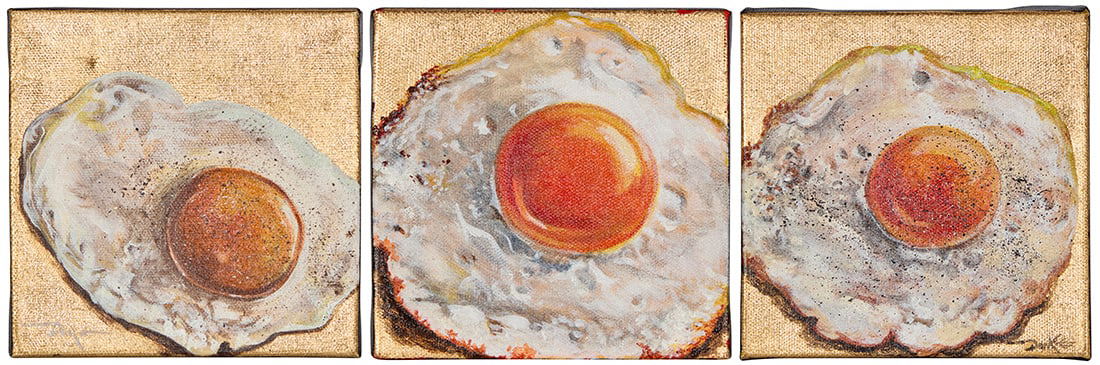 Duke Windsor (b. 1960): Duke Windsor (b. 1960) Three works: "Sunny Side No. 2," 2023 Acrylic and gold leaf on canvas Signed on the lower edge of the underlap of the canvas: Duke; signed again, titled, and dated