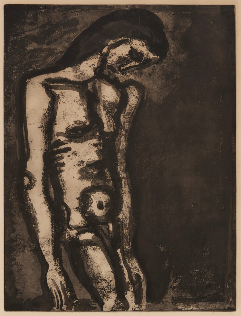 George Rouault (1871-1958), "Toujours lagelle," plate III from "Miserere," 1922: George Rouault (1871-1958) "Toujours lagelle," plate III from "Miserere," 1922 Etching and aquatint on wove paper From the edition of 425, published in 1948 Initialed and dated along the lower edge