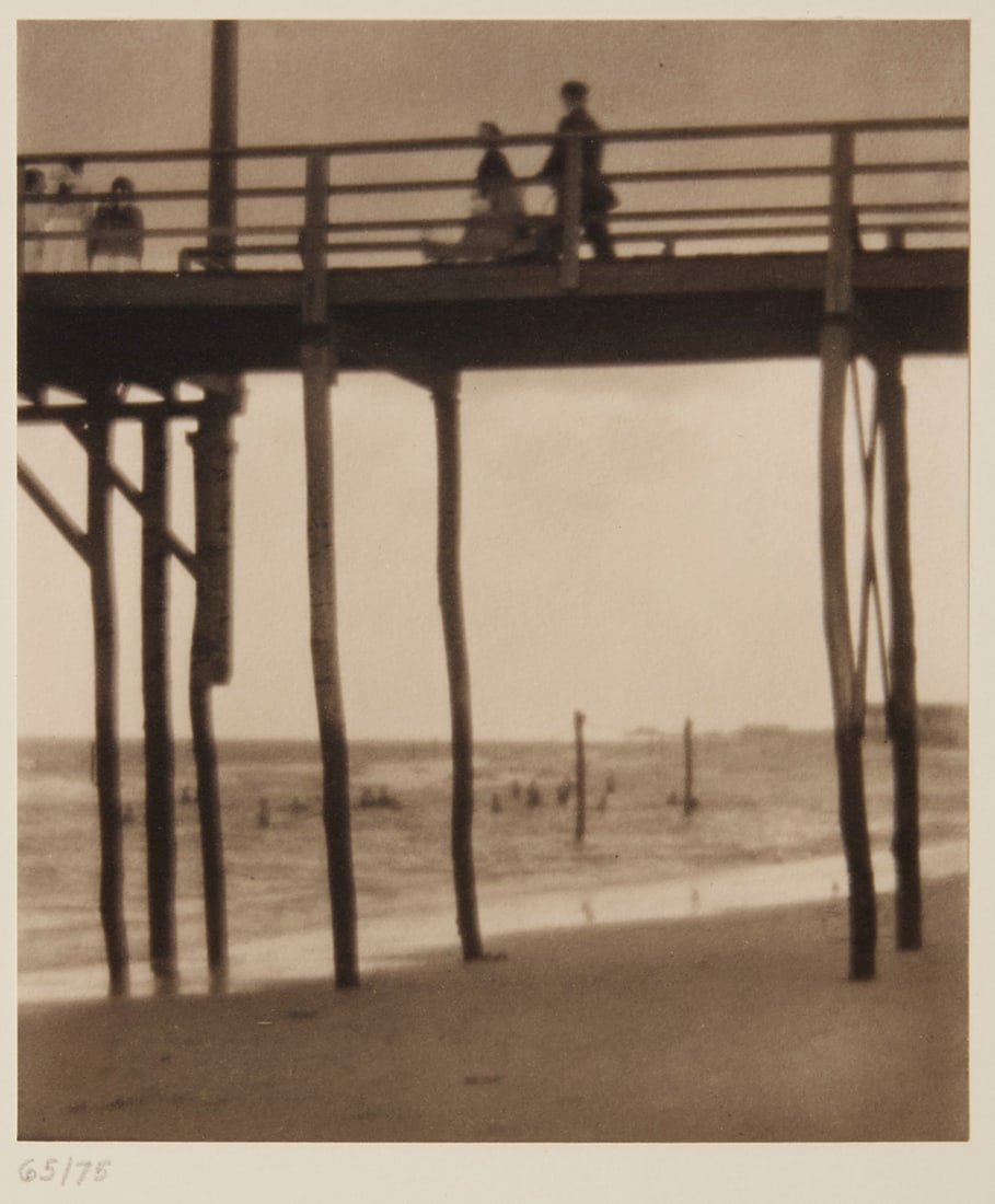 Karl Struss (1886-1981), "Arverne Low Tide," 1912, from "Karl Struss: A Portfolio," 1909-1929: Karl Struss (1886-1981) "Arverne Low Tide," 1912, from "Karl Struss: A Portfolio," 1909-1929 Platinum print on paper, watermark Crane, hinged to an embossed board mount, as issued Edition: 65/75