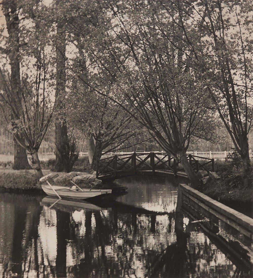 Laure Albin-Guillot (1879-1962), "Boat, Bridge, Pond," 1938 (1 of 5)