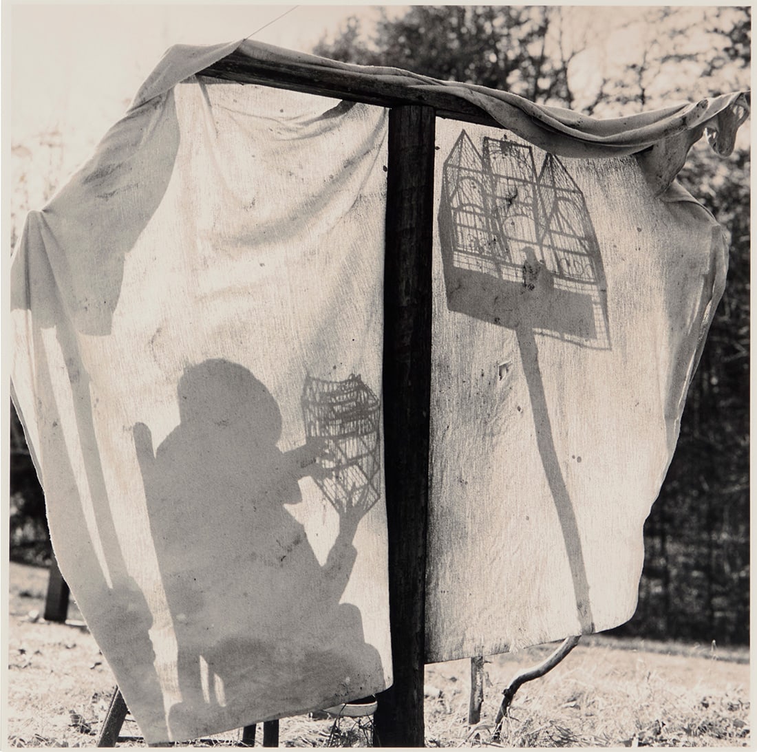 Elijah Gowin (b. 1967), "Cage," 1999, from the "Hymnal of Dreams" series (1994-2004): Elijah Gowin (b. 1967) "Cage," 1999, from the "Hymnal of Dreams" series (1994-2004) Toned gelatin silver print on paper From the edition of unknown size Signed, titled, and dated in pencil, verso: