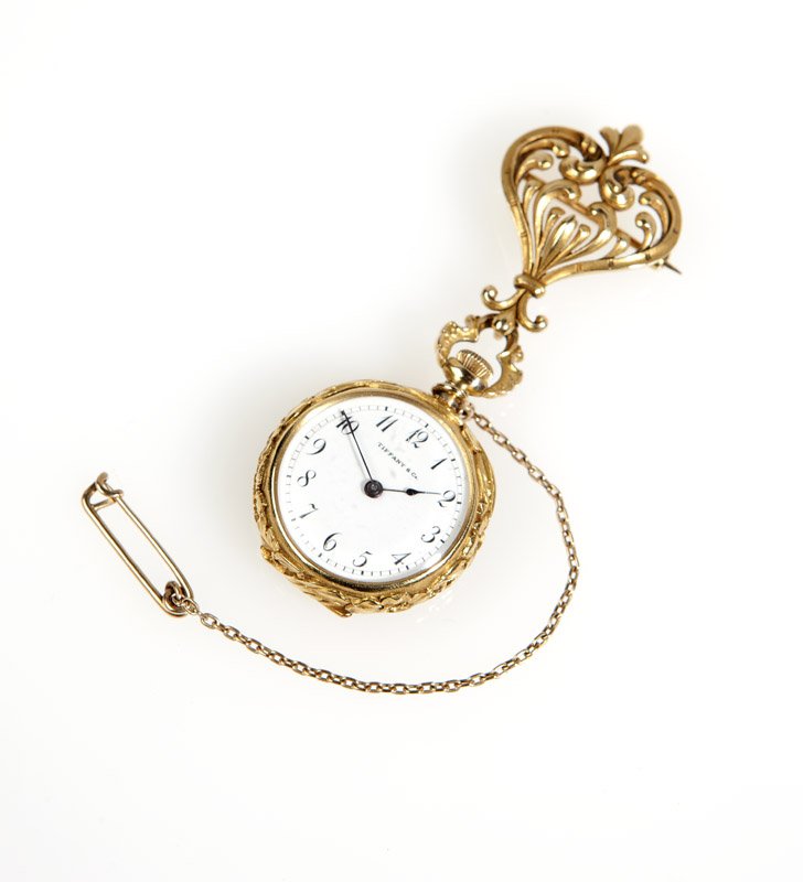 A gold lady's lapel pocket watch, Tiffany & Co