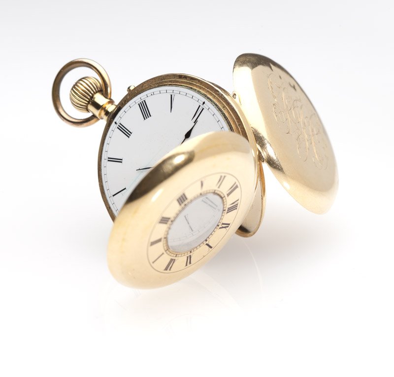 An English gold demi-hunter case pocket watch - 4