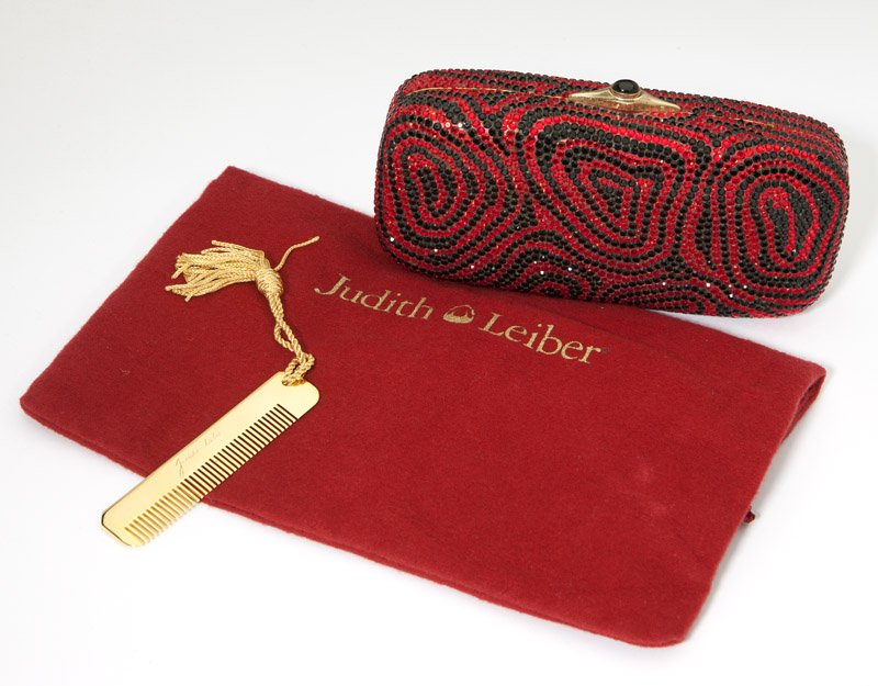 A red and black crystal purse, Judith Leiber