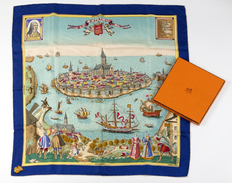 A vintage silk scarf, Hermes