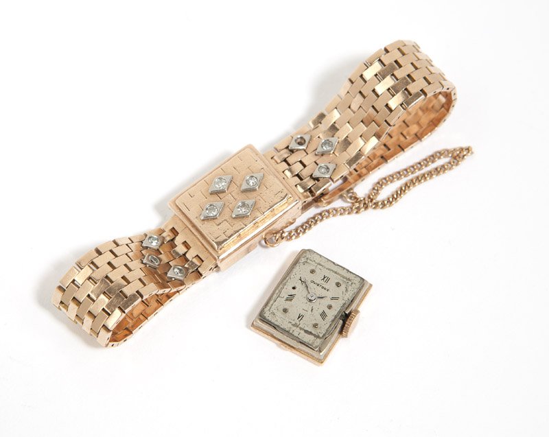 A retro 14K rose gold covered dial watch - 2