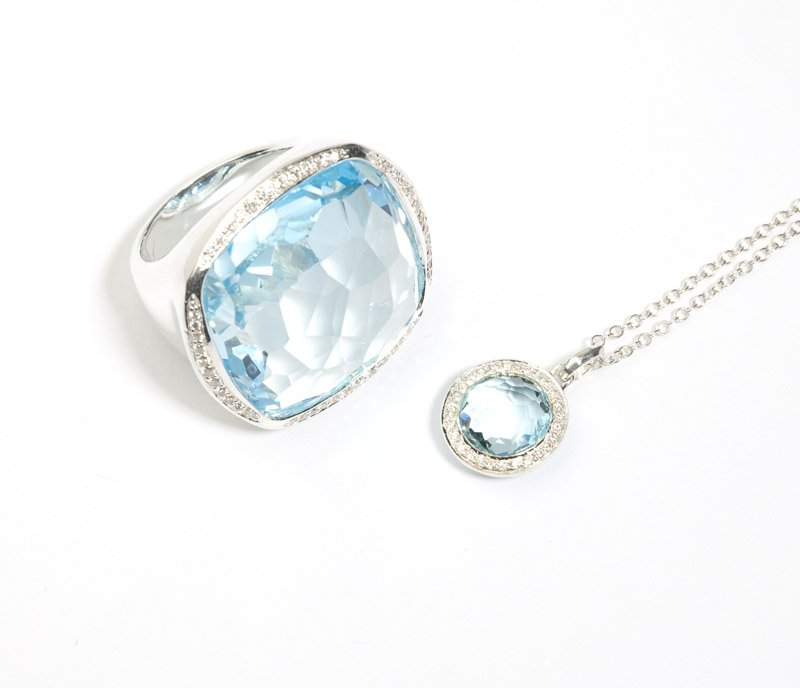 A topaz and silver ring and pendant, Ippolita