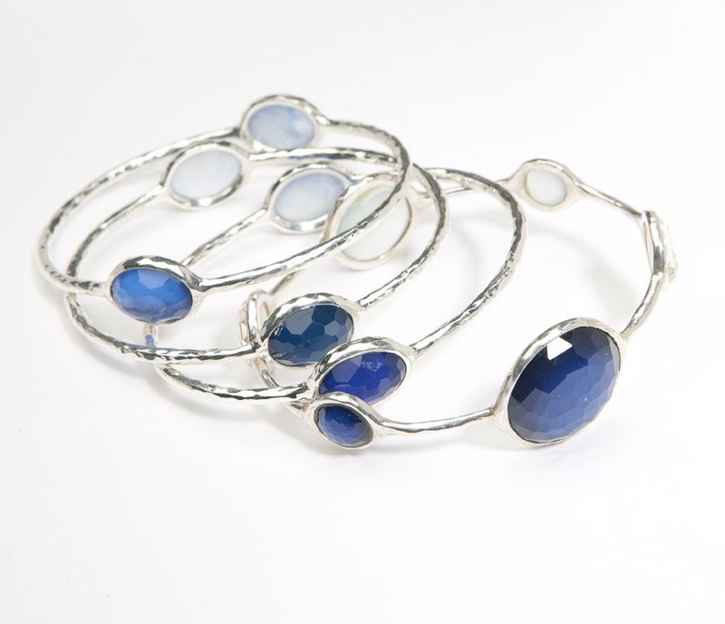 A group of four stone & silver bangles, Ippolita