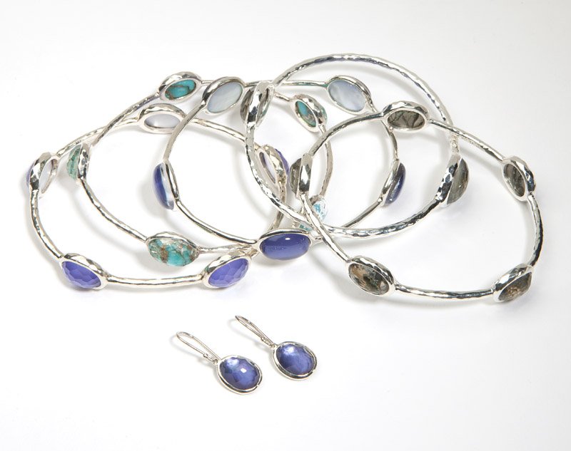 A group of five stone & silver bangles, Ippolita