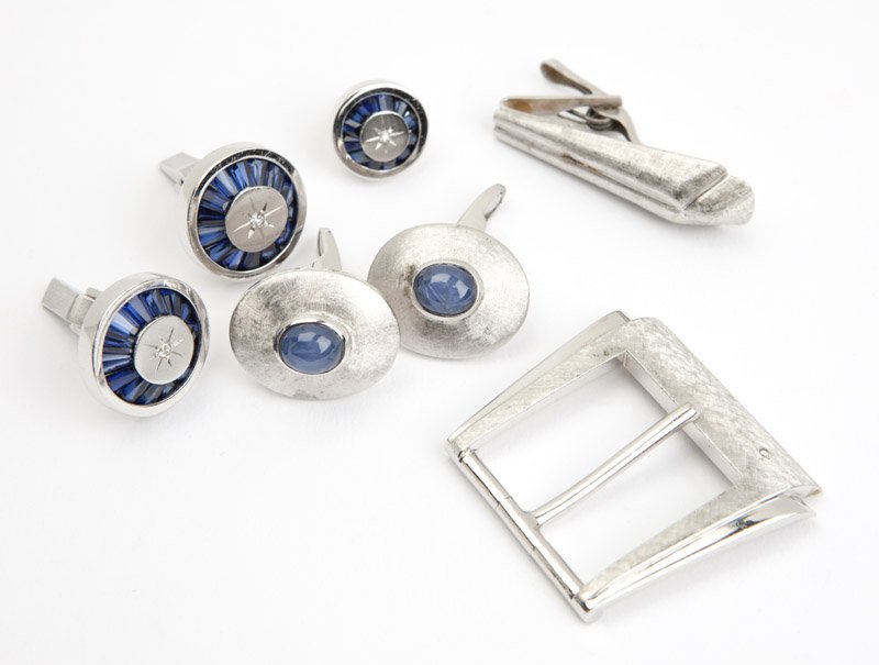 A group of white gold and stone gent's articles
