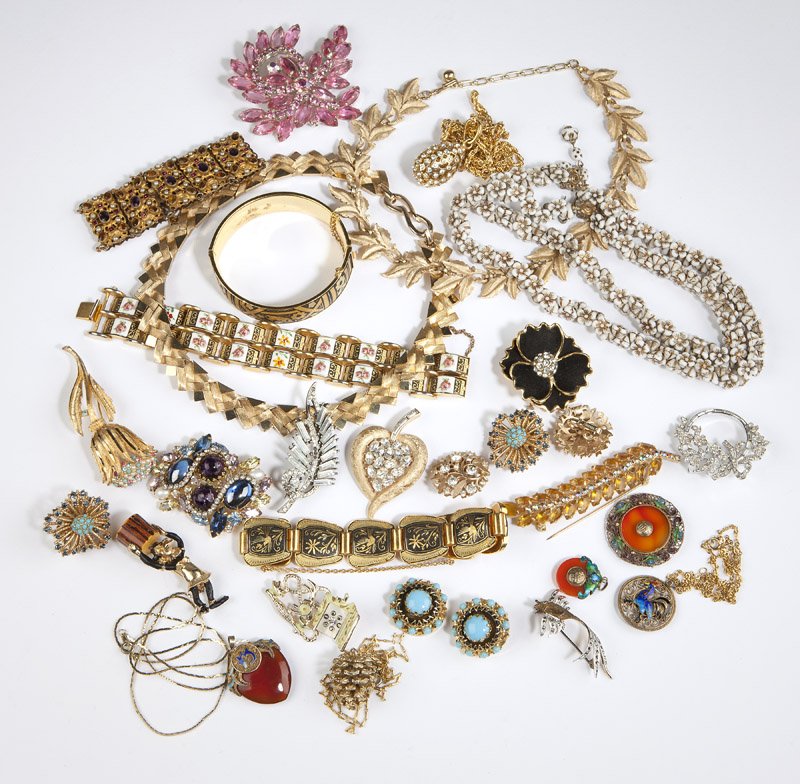 A collection of vintage costume jewelry