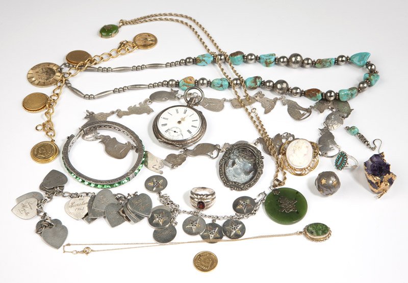 Group of sterling and costume jewelry