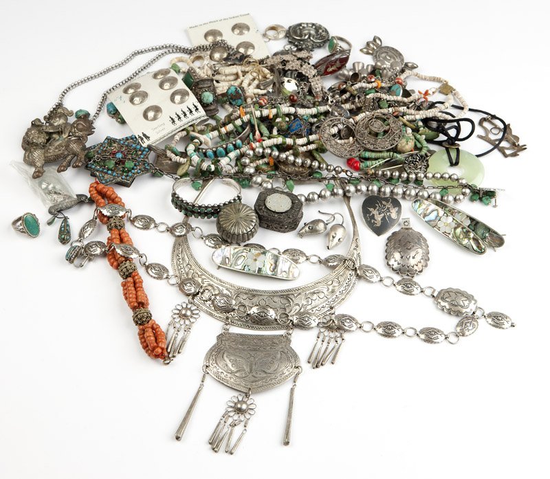 Group of Native American & ethnic silver jewelry