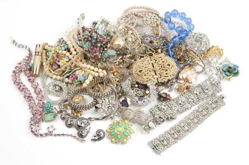 A collection of vintage costume jewelry